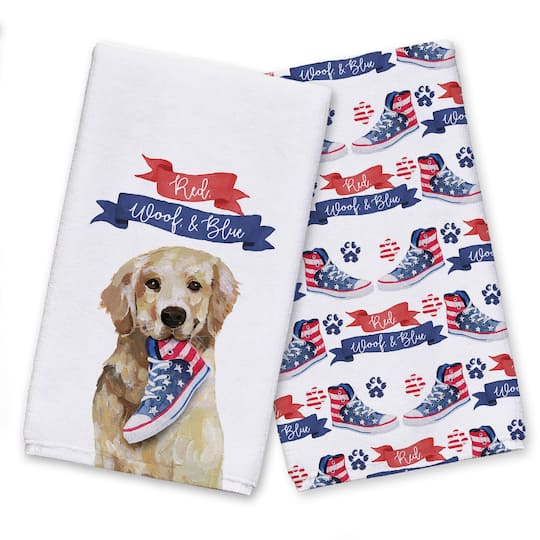 Red, Woof & Blue Pup Tea Towel Set